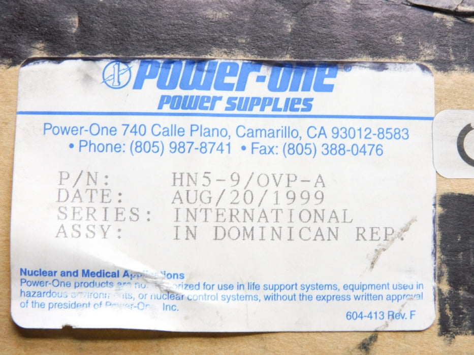 POWER-ONE HN5-9/OVP-A 5VDC 9A NSMP