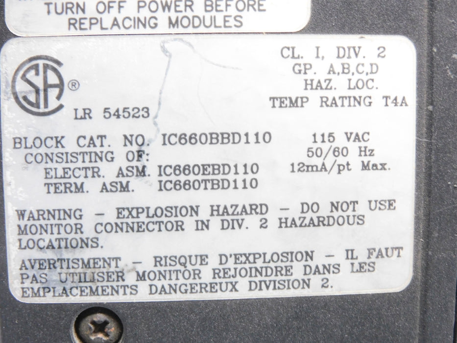 FANUC IC660EBD110D 115VAC UNMP