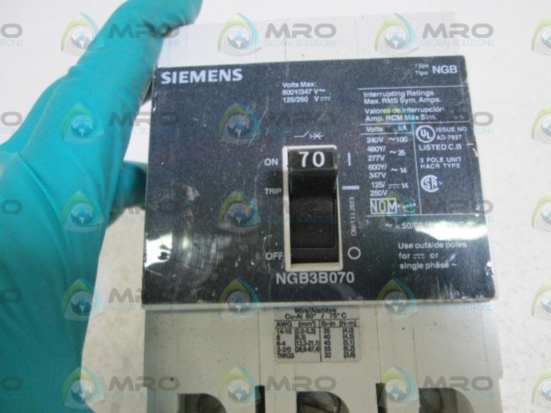 SIEMENS CIRCUIT BREAKER 70A NGB3B070 *NEW NO BOX*