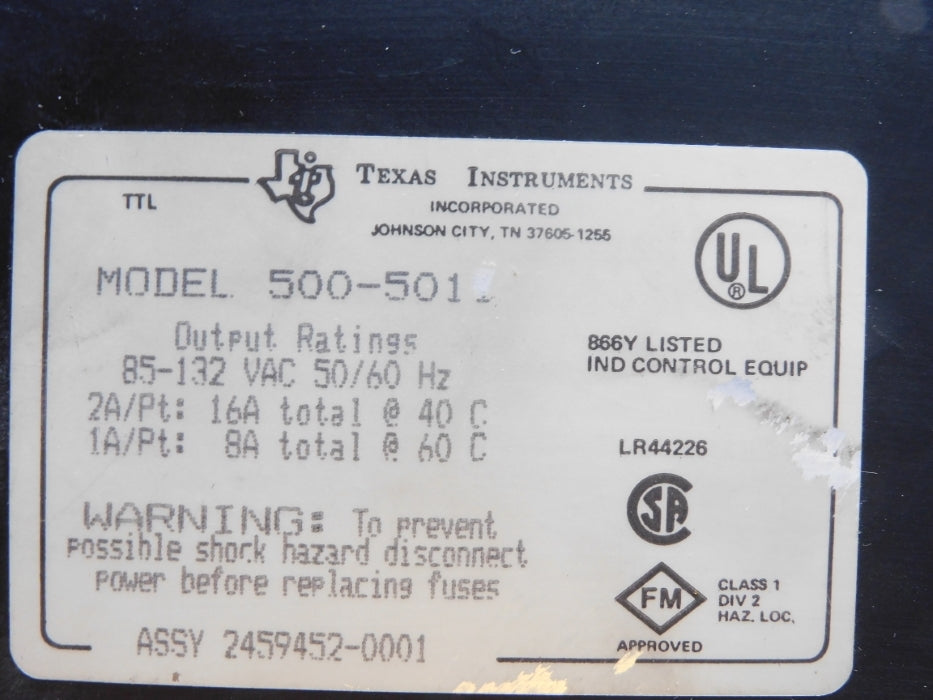 TEXAS INSTRUMENTS 500-5011 85-132VAC 16A UNMP