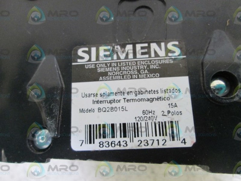 SIEMENS BQ2B015L CIRCUIT BREAKER 15A NSNP