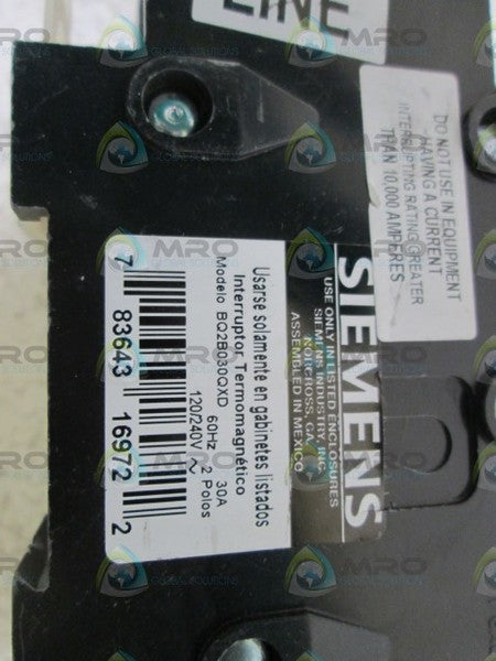 SIEMENS CIRCUIT BREAKER 30A BQ2B030QXD   NSNP