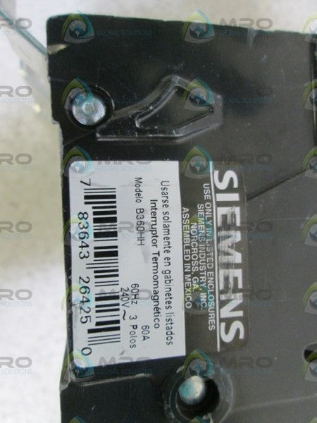 SIEMENS CIRCUIT BREAKER 60A B360HH  NSNP