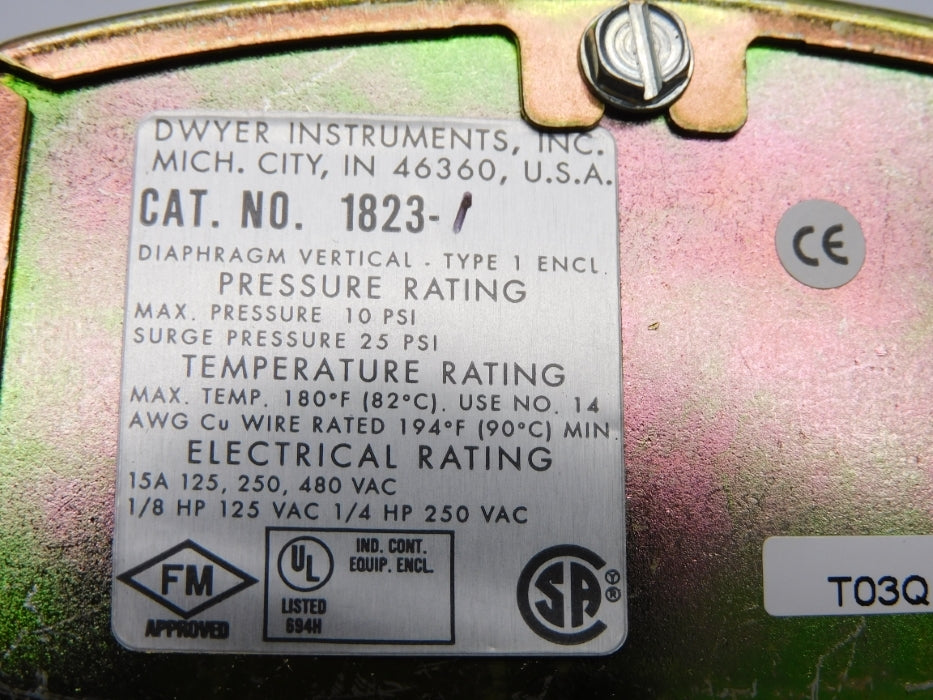DWYER 1823-1 480VAC 15A 25PSI NSMP