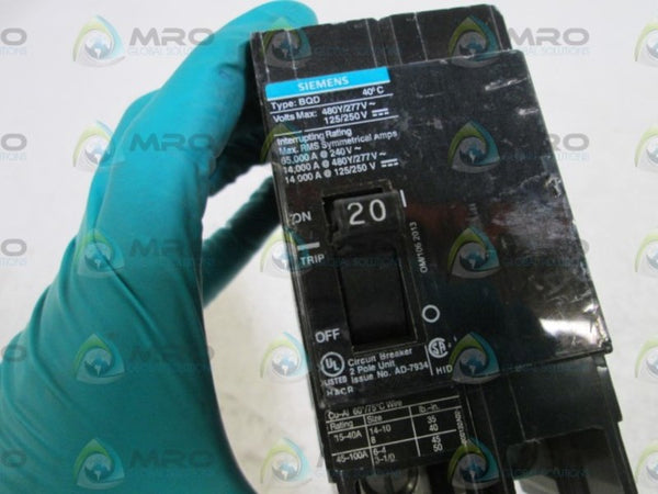 SIEMENS CIRCUIT BREAKER 20A BQD220BP  NSNP