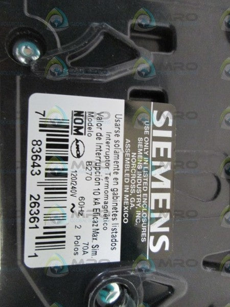 SIEMENS CIRCUIT BREAKER 70A B270  NSNP