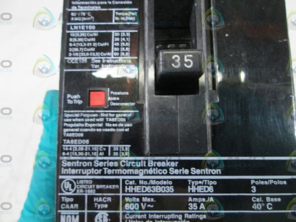 SIEMENS HHED63B035 CIRCUIT BREAKER 35A (AS PICTURED) NSNP