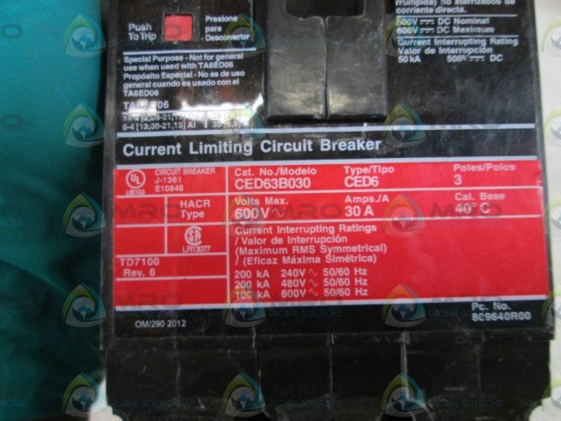 SIEMENS CIRCUIT BREAKER 30A CED63B030 (AS PICTURED)  NSNP