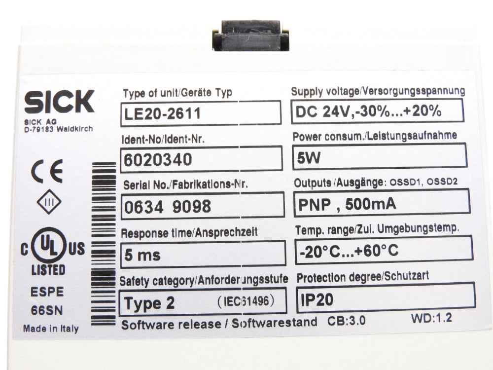 SICK LE20-2611 6020340 24VDC NSNP