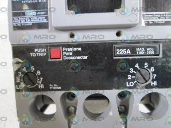 SIEMENS CIRCUIT BREAKER 225A FXD62B225 (AS PICTURED) NSNP
