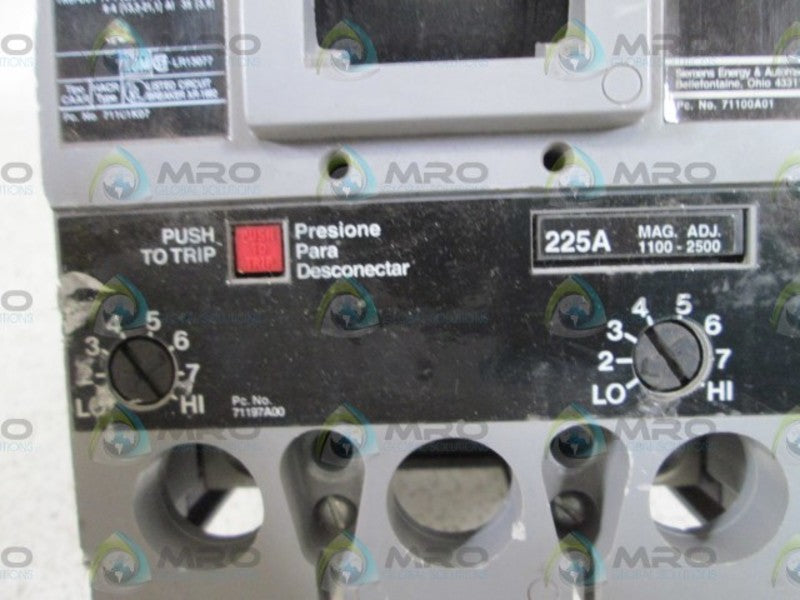 SIEMENS CIRCUIT BREAKER 225A FXD62B225 (AS PICTURED) NSNP