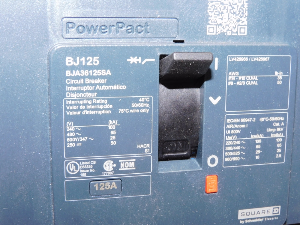 SQUARE D BJA36125SA 125A 480V NSMP