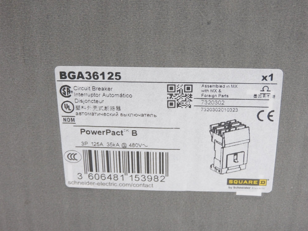 SQUARE D BGA36125 480V 125A NSMP