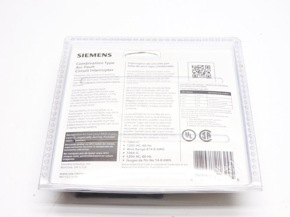 SIEMENS QA115AFCP 120VAC 15A NSMP
