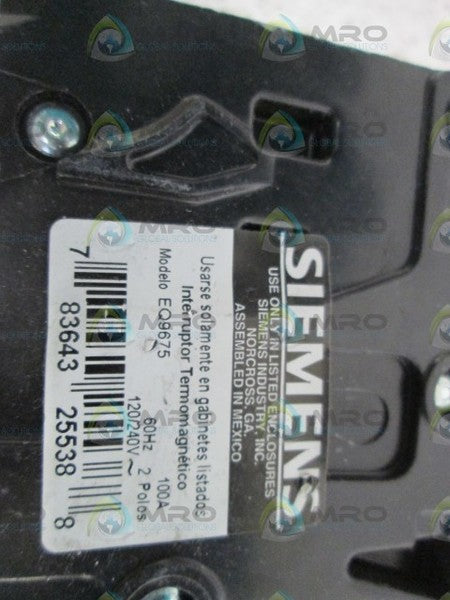 SIEMENS EQ9675 CIRCUIT BREAKER 100A  NSNP