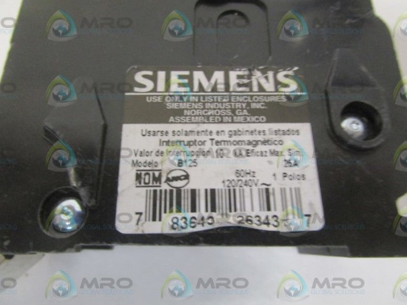 SIEMENS B125 CIRCUIT BREAKER 25A NSNP