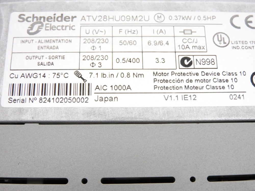 TELEMECANIQUE ATV28HU09M2U 209/230V 6.9/6.4A NSMP