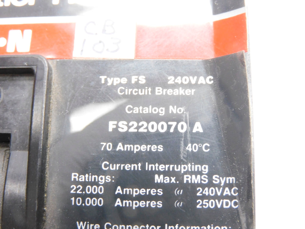 CUTLER HAMMER FS220070A 70A 240VAC/250VDC UNMP