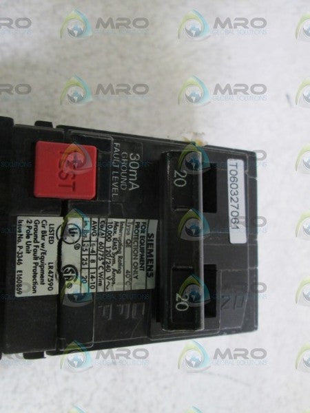 SIEMENS CIRCUIT BREAKER 20-20A QE NSNP