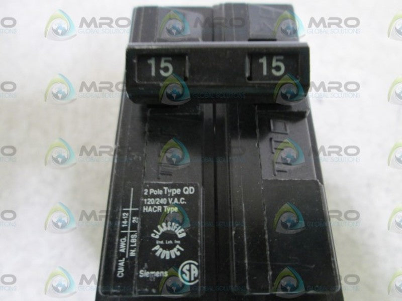 SIEMENS CIRCUIT BREAKER 15-15A 2P QD  NSNP