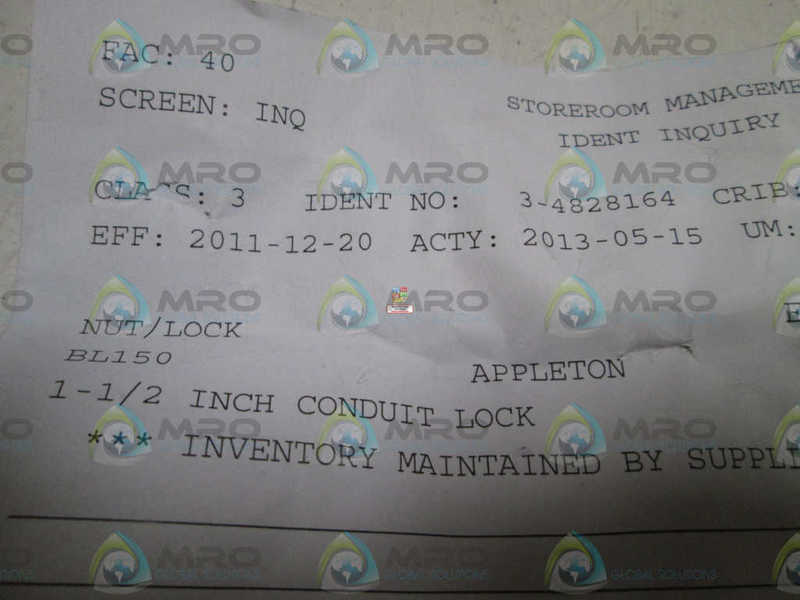 LOT OF 64 APPLETON 1 1/2" NUT LOCK BL150 NSNP