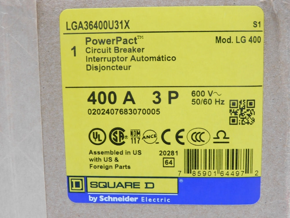 SQUARE D LGA36400U31X 600V 400A NSFS