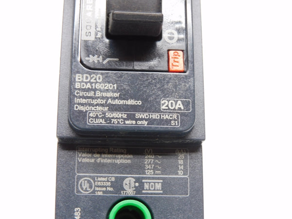 SQUARE D BDA160201 20A 277V NSMP