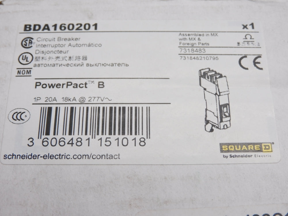SQUARE D BDA160201 20A 277V NSMP