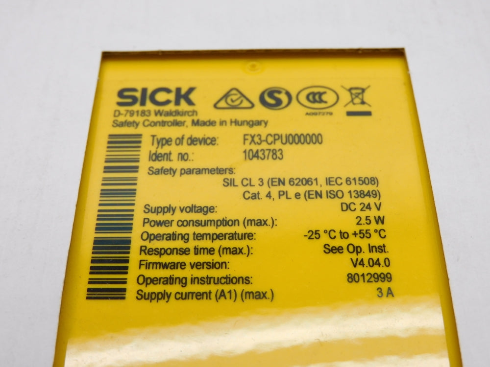 SICK FX3-CPU000000 1043783 F/W V4.04.0 24VDC 3A NSFS