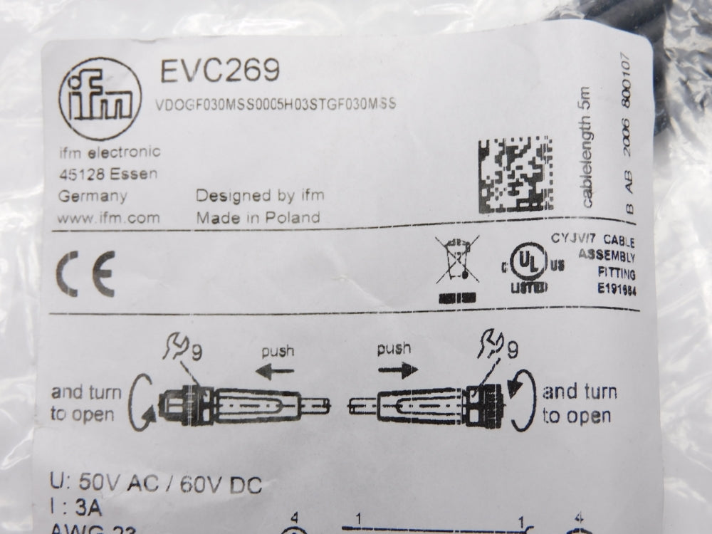 IFM EFECTOR VDOGF030MSS0005H03STGF030MSS EVC269 60VDC 3A NSMP