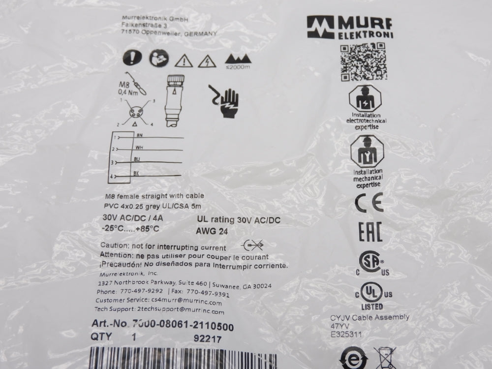 MURR ELEKTRONIK 7000-08061-2110500 30VAC/DC 4A NSMP