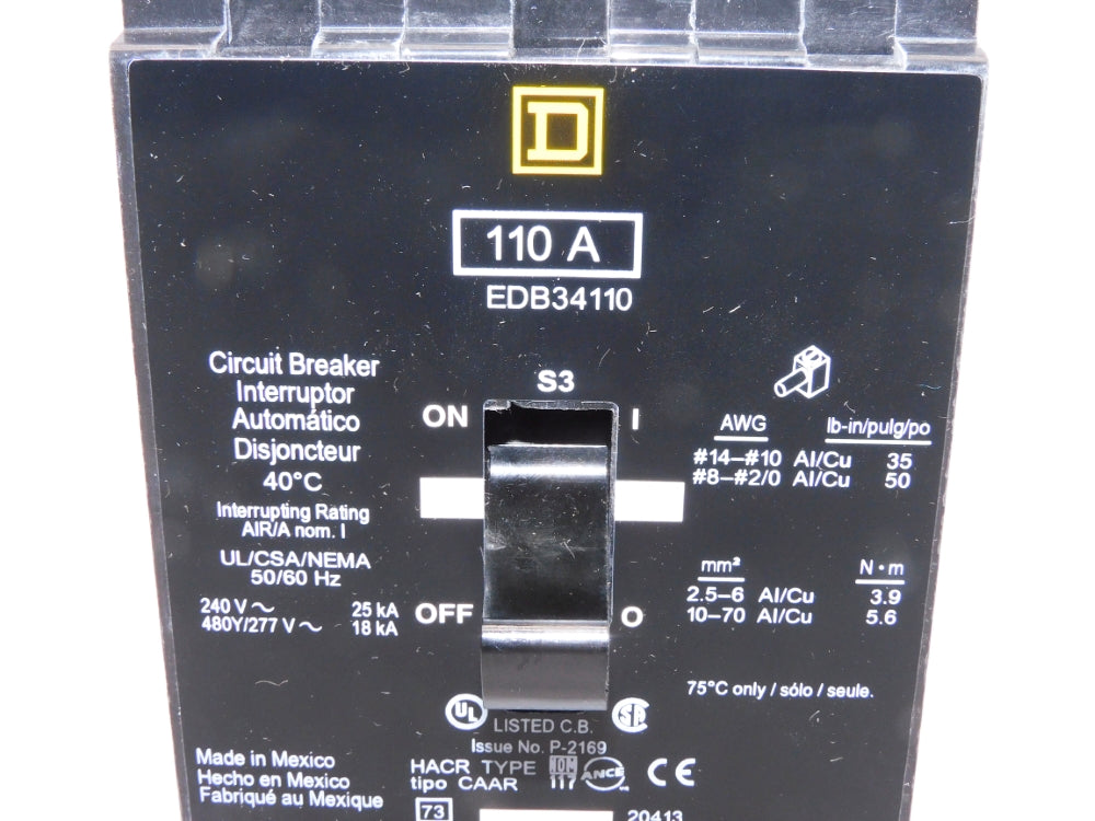 SQUARE D EDB34110 277V 110A NSMP