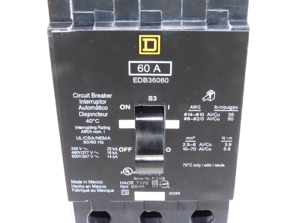 SQUARE D EDB36060 347V 60A NSMP