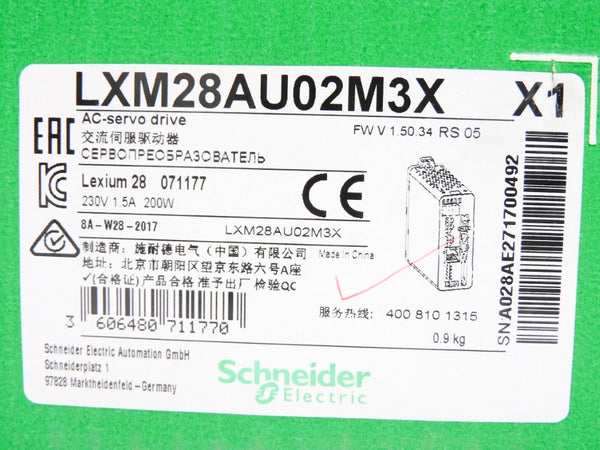 SCHNEIDER ELECTRIC LXM28AU02M3X 220VAC 2.4/1.25A NSMP