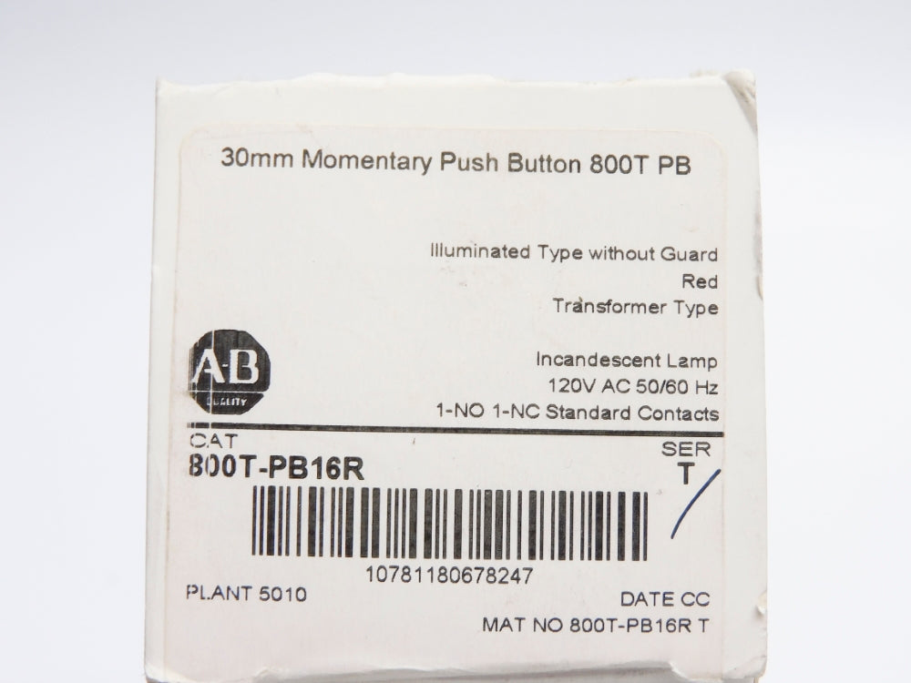 ALLEN BRADLEY 800T-PB16R SER. T 120V (WH) NSMP