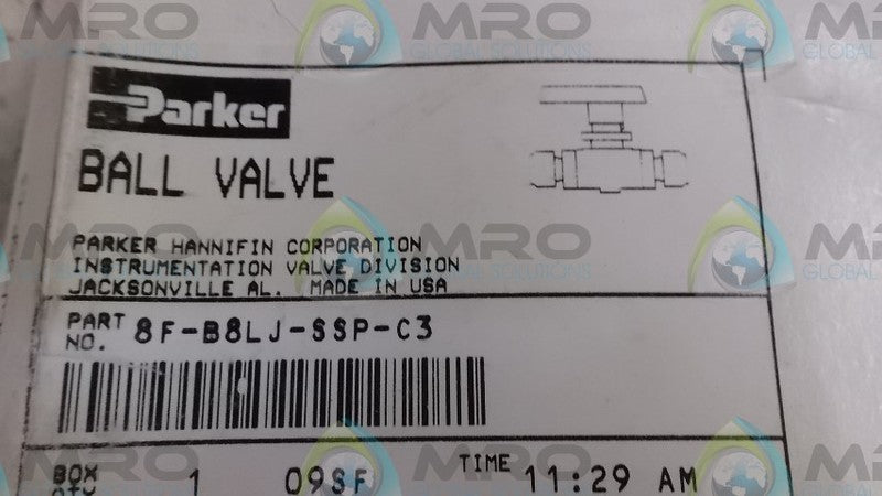 PARKER 8F-B8LJ-SSP-C3 BALL VALVE  NSMP