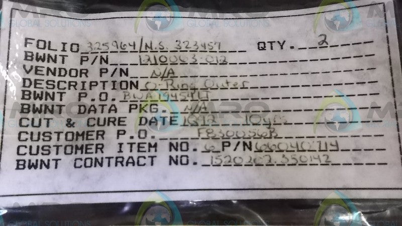 LOT OF 2 66040714 O-RING UNMP