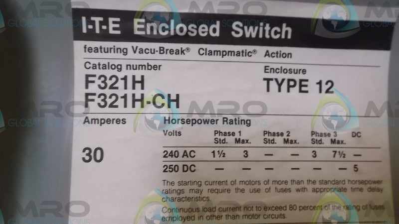 SIEMENS F-321H SAFETY SWITCH  NSMP
