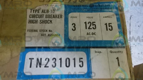 GENERAL ELECTRIC TYPE ALB-10 TN231015 CIRCUIT BREAKER  NSMP