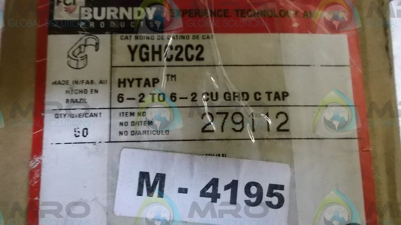 LOT OF 50 BURNDY YGHC2C2 GROUNDING C-TAP NSMP