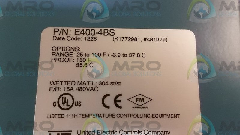 UNITED ELECTRIC E400-4BS PRESSURE SWITCH  NSNP