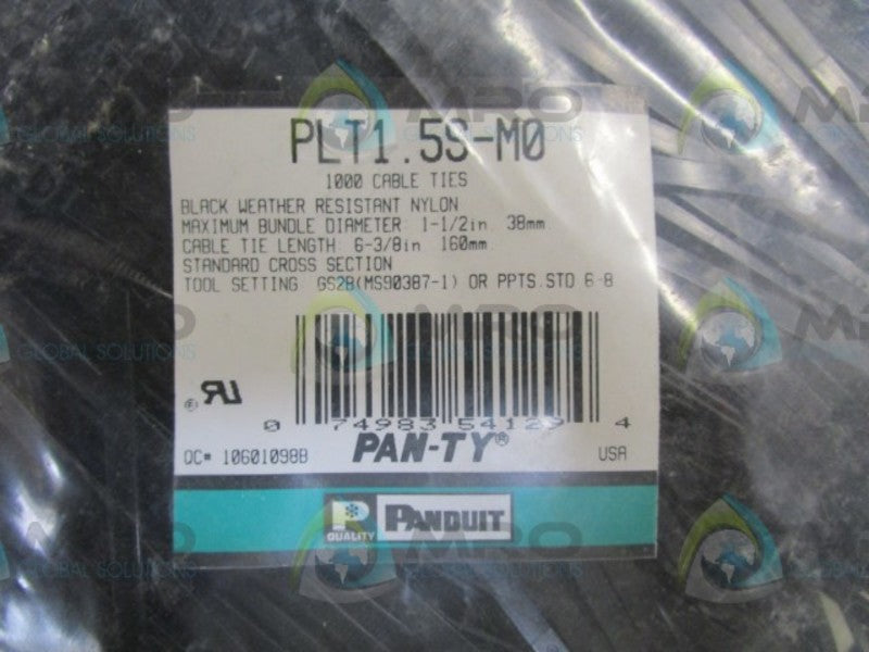 LOT OF 10000 PANDUIT PLT1.5S-M0 CABLE TIE 1 1/2" NSMP