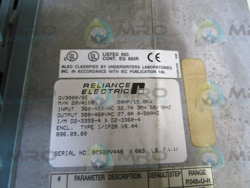 RELIANCE 20V4160 AC DRIVE  UNMP