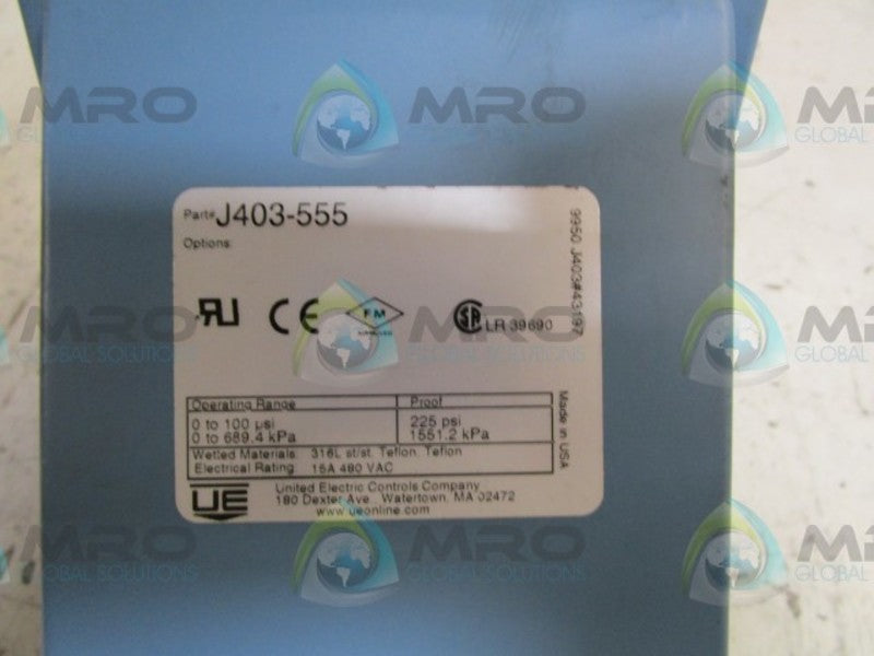 UNITED ELECTRIC J403-555 PRESSURE SWITCH  NSMP