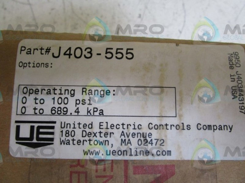 UNITED ELECTRIC J403-555 PRESSURE SWITCH  NSMP
