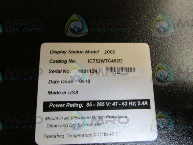 GE FANUC IC752WTC452D DISPLAY STATION  UNMP