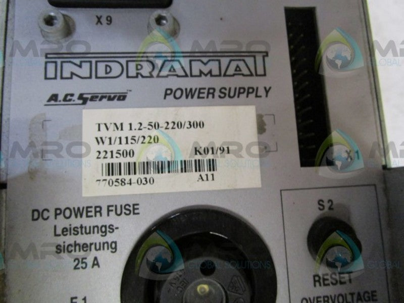 INDRAMAT TVM1.2-50-220/300W1/115/220 POWER SUPPLY  UNMP
