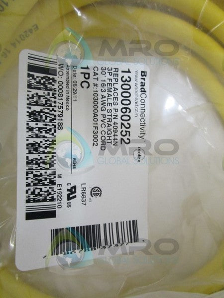 DANIEL WOODHEAD 40944N 103000A01F3002 CORDSET  NSNP