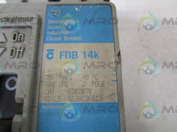 WESTINGHOUSE FDB2070 CIRCUIT BREAKER  UNMP
