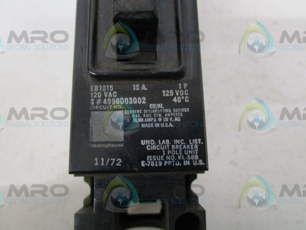 WESTINGHOUSE EB1015 CIRCUIT BREAKER  UNMP